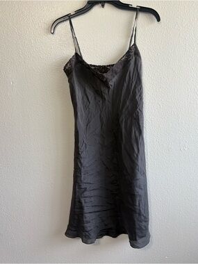 For Love And Liberty Size Small Gray Silk Lace Trim Cami Slip Neutral Feminine